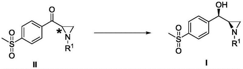 Enzymatic reduction mechanism showing conversion of Formula II ketone to Formula I chiral alcohol