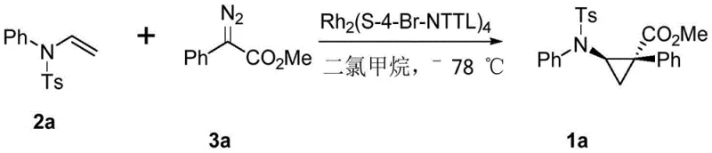 Specific synthesis reaction of compound 1a using Rh2(S-4-Br-NTTL)4 catalyst
