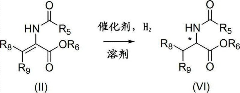 Scheme showing asymmetric hydrogenation of dehydroamino acids to chiral amino acids