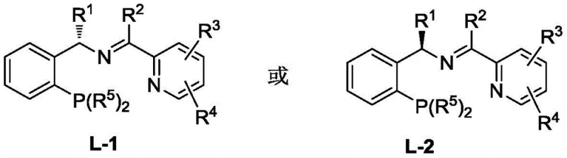 Structural representation of chiral P,N,N-ligands L-1 and L-2 used in the catalytic system