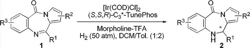 Specific reaction conditions and substrate scope for the synthesis of chiral dihydro-benzodiazepines