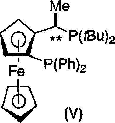 Structure of R S-tert-butyl Josiphos ligand used in the catalytic complex
