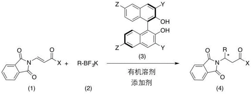 General reaction scheme for asymmetric 1,4-addition of potassium organotrifluoroborates to beta-phthalimide acryl ketones