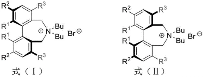General molecular structures of Formula I and Formula II showing the chiral biphenyl quaternary ammonium salt framework