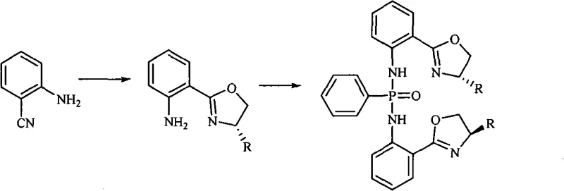 Two-step synthetic route for chiral bisphosphonamide from 2-cyanoaniline