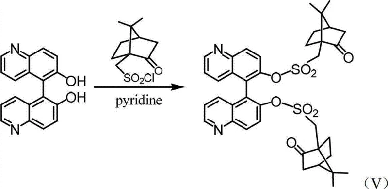 Derivatization of racemic bisquinoline with D-(+)-camphorsulfonyl chloride to form diastereomers