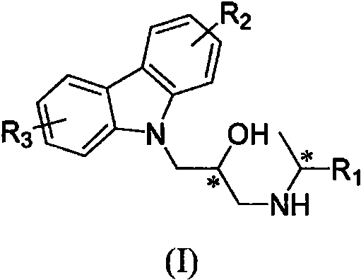 General Formula I of Carbazolyl Isopropanolamine Derivatives with Double Chiral Centers