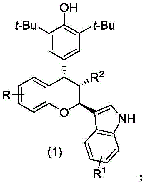 General chemical structure of the chiral chroman compound showing variable substituents R, R1, and R2