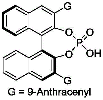 Structure of the specific chiral phosphoric acid catalyst used in Example 1 featuring a binaphthyl skeleton and anthracenyl groups