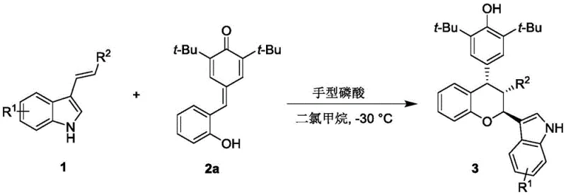 General reaction scheme showing substrate scope for chiral chroman synthesis