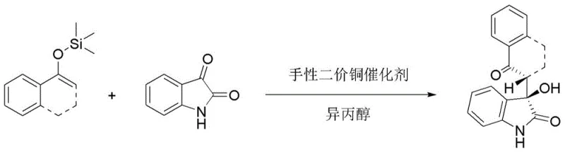 Reaction Scheme showing the Asymmetric Mukaiyama Aldol Reaction catalyzed by the Chiral Copper Complex