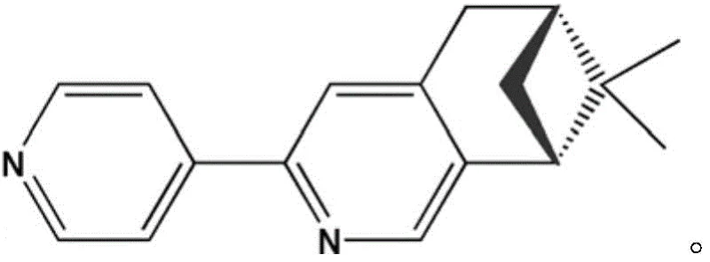 Chemical structure of the chiral ligand L: (–)-2-(4'-pyridyl)-4,5-pinene-pyridine showing the pinene backbone and pyridine coordination sites