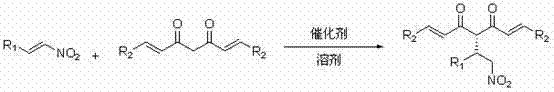 General reaction scheme showing asymmetric conjugate addition of nitroalkene and curcumin analogue catalyzed by tertiary amine-thiourea