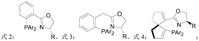 Structures of chiral P,N-ligands used in the catalytic system