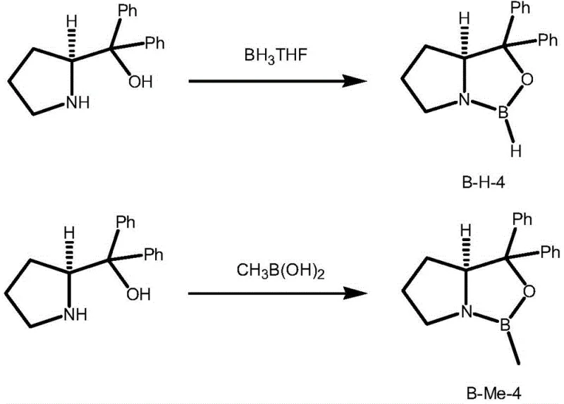 Formation of CBS catalysts B-H-4 and B-Me-4 from chiral diphenyl prolinol demonstrating application value