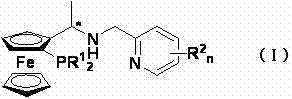 General structural formula of the chiral ferrocene tridentate ligand showing planar and central chirality