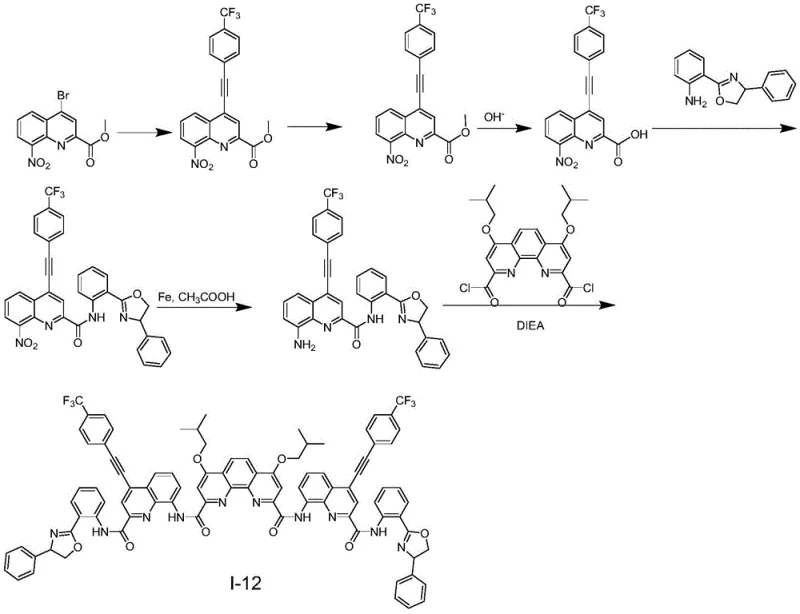 Synthesis route for chiral fluorescent compound with trifluoromethylphenyl group showing structural tunability