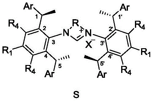General chemical structure of chiral 1,3-diarylimidazolium salt carbene precursor Formula S