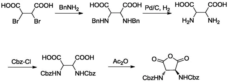 Conventional literature synthesis route utilizing palladium catalyzed hydrogenation for deprotection