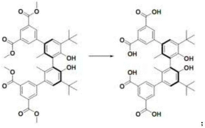 Hydrolysis reaction converting ester groups to carboxylic acids for metal coordination