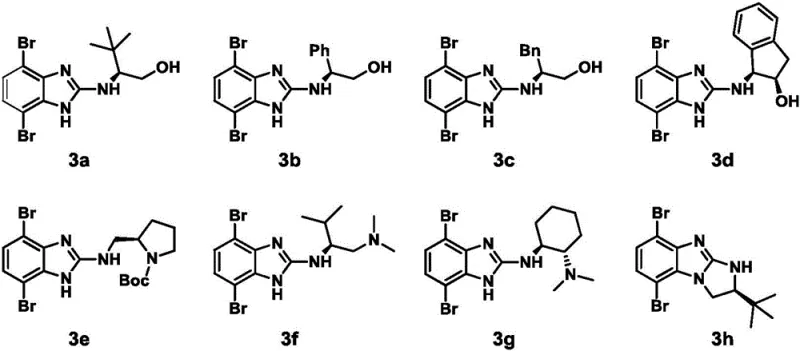 Structural diversity of chiral precursors (Compounds 3a-3h) demonstrating the scope of compatible chiral amines