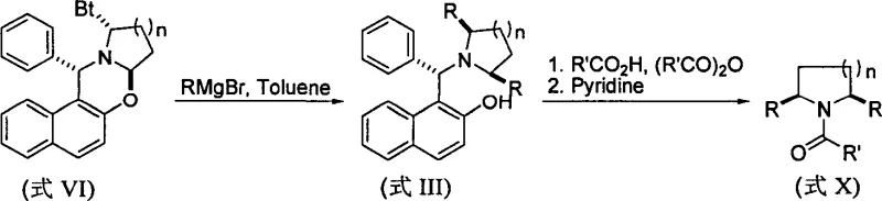 Synthesis pathway for alpha,alpha'-disubstituted N-acylpyrrolidines showing the double alkylation strategy