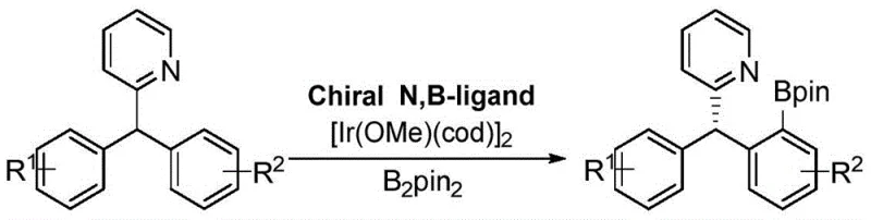 General reaction scheme for iridium-catalyzed asymmetric boronation using the chiral N,B ligand
