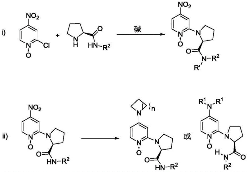 Synthesis route of the chiral catalyst starting from 2-chloro-4-nitropyridine N-oxide and chiral prolinamide