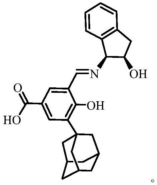 Chemical structure of the chiral ONO tridentate Schiff base carboxylic acid ligand L-H3 showing the adamantane and indanol moieties