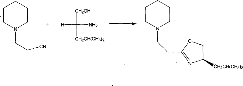 Reaction scheme showing the synthesis of chiral oxazoline from nitrile and D-leucinol using ZnCl2