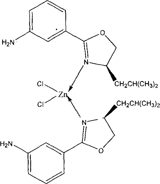 Crystal structure of the 2-[(4S)-4,5-dihydro-4-(1',1'-dimethylethyl)-3-oxazolinyl]aniline zinc chloride complex