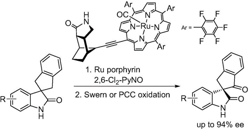 Prior art reaction using Ruthenium porphyrin catalyst showing limitations