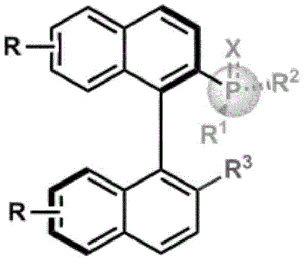 General structure of chiral compound containing axial chirality and phosphine center