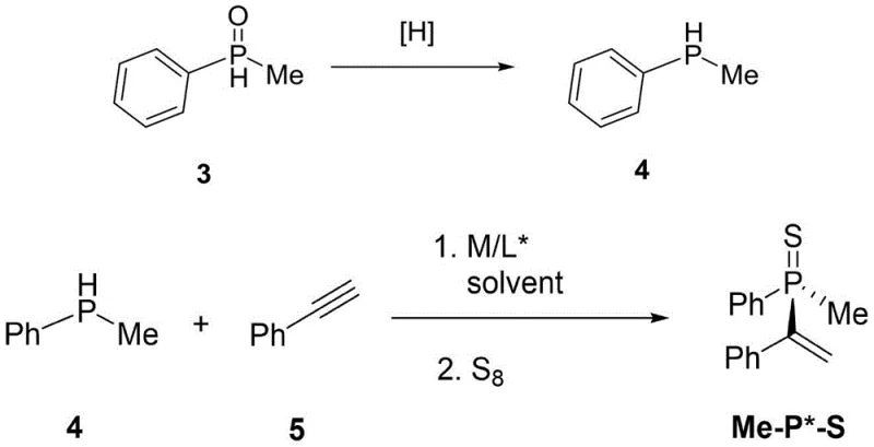 Specific example synthesis of Me-P*-S showing reaction conditions and yield