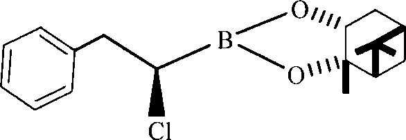 Molecular structure of 3-phenyl-2-chloro-propylboronic acid-alpha-pinanediol ester product
