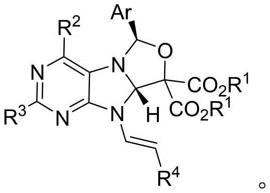 General structure of chiral purine[3,2-c]oxazole compounds showing variable substituents