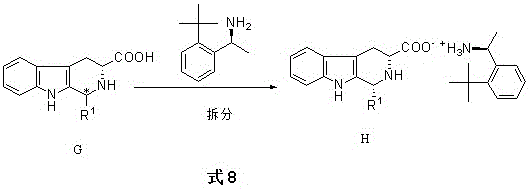 Chemical reaction scheme showing the chiral resolution step forming diastereomeric salts