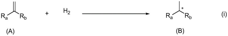 General reaction scheme for asymmetric hydrogenation of 1,1-dialkyl olefins