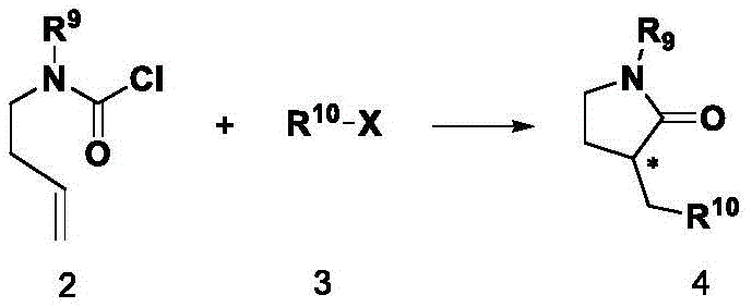 General reaction scheme for nickel-catalyzed asymmetric difunctionalization of alkene-tethered amine acyl chlorides with halides to form chiral lactams