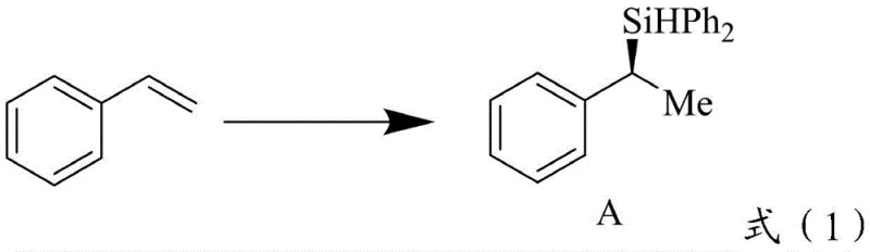 Representative reaction scheme showing the hydrosilylation of styrene to chiral silane using the manganese catalyst system