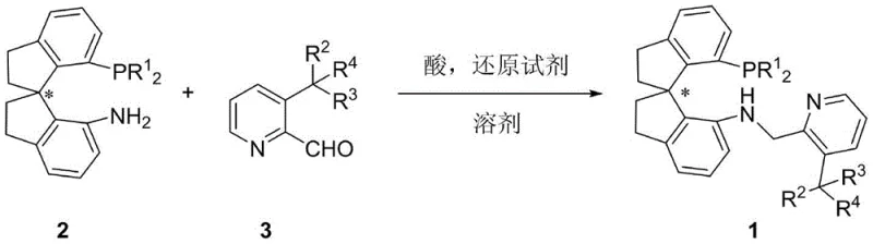 General synthesis scheme of 3-substituted chiral spiro aminophosphine ligands via reductive amination