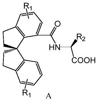 General chemical structure of the novel chiral spiroindane ligand Formula A showing variable R1 and R2 groups