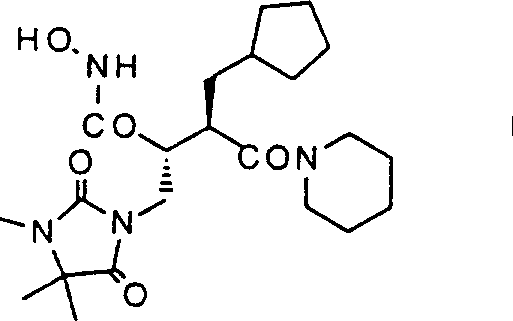 General synthetic pathway for chiral succinic acid derivatives showing hydantoin alkylation and final hydroxamic acid formation