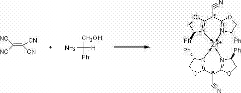 Synthesis reaction of Chiral Zinc Complex I from Tetracyanoethylene and L-Phenylglycinol