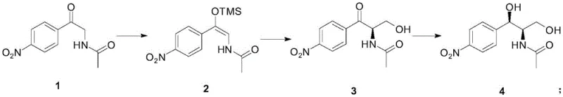Overall reaction scheme showing the three-step synthesis from compound 1 to compound 4