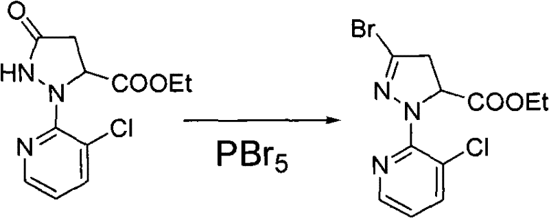 Bromination step using Phosphorus Pentabromide (PBr5) showing the conversion to the bromo-intermediate