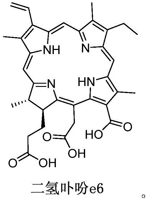 Chemical structure of Chlorin e6 showing carboxylic acid groups essential for salt formation purification