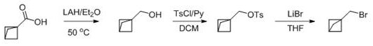 Conventional multi-step synthesis route using LAH and TsCl showing complexity