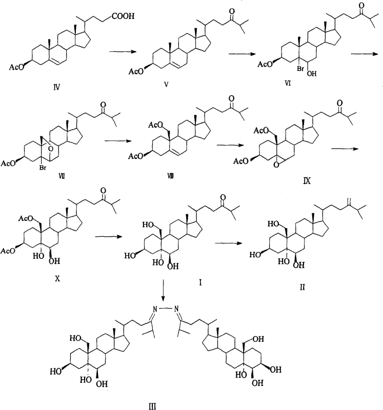 Complete synthetic route from hyodeoxycholic acid derivatives to cholestan-tetrahydroxy-ketones and derivatives