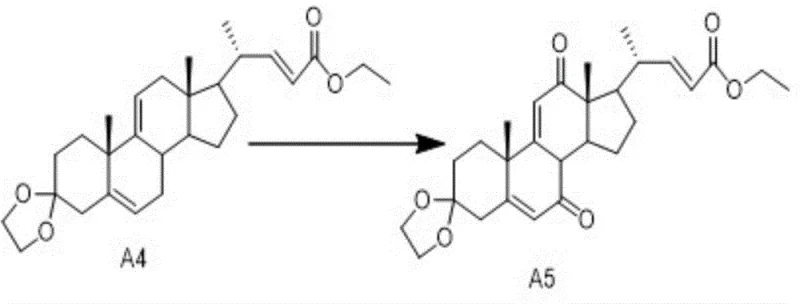 Reaction scheme showing the oxidation of Compound A4 to Intermediate A5 using Chromium Oxide and NHPI